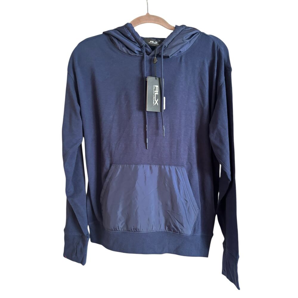 RLX Ralph Lauren Women's Cloud Fleece Hoodie Nylon Pocket Sweatshirt Medium NWT